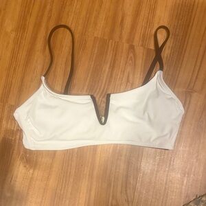 White V-Notch Bralette with Black Straps